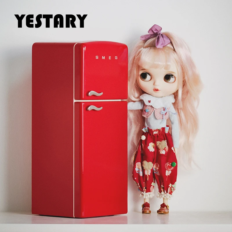 

YESTARY 1/6 BJD Dollhouse Furniture Iron Refrigerator For Blythe OB11 Doll Accessories Miniature Item Furniture Toy For Kid Gift