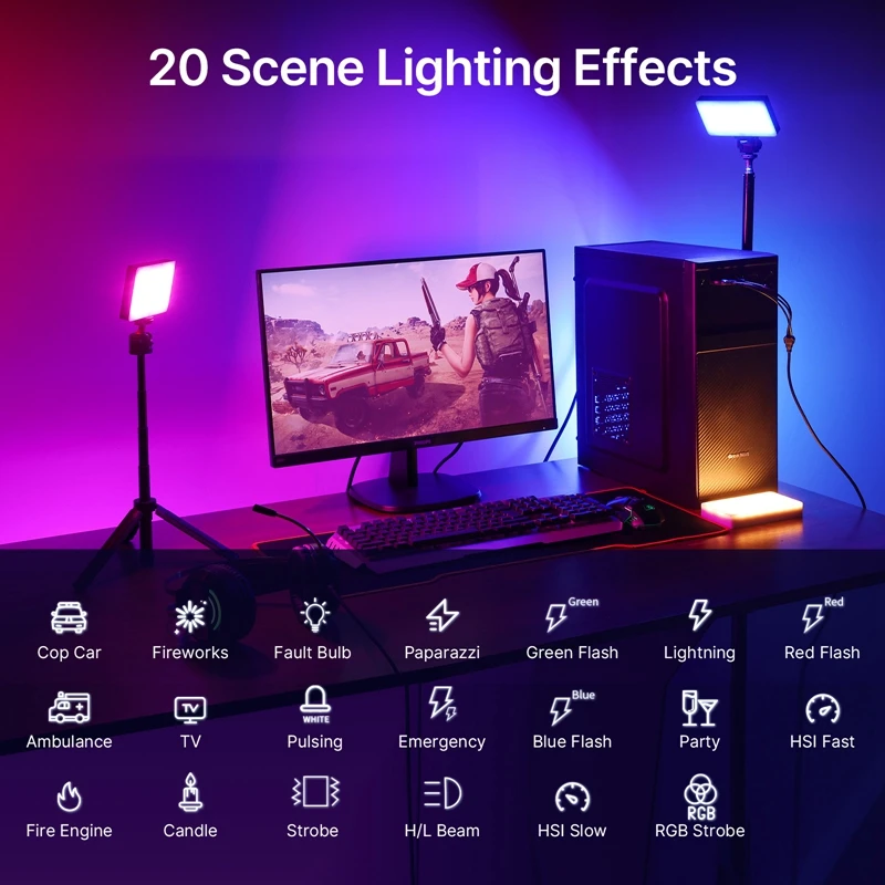 Ulanzi LT002 7-calowa kieszonkowa lampa wideo LED RGB Panel świetlny CRI 95+ 2500-9000K z oświetleniem do aparatu fotograficznego o pojemności 4000 mAh o strukturze plastra miodu