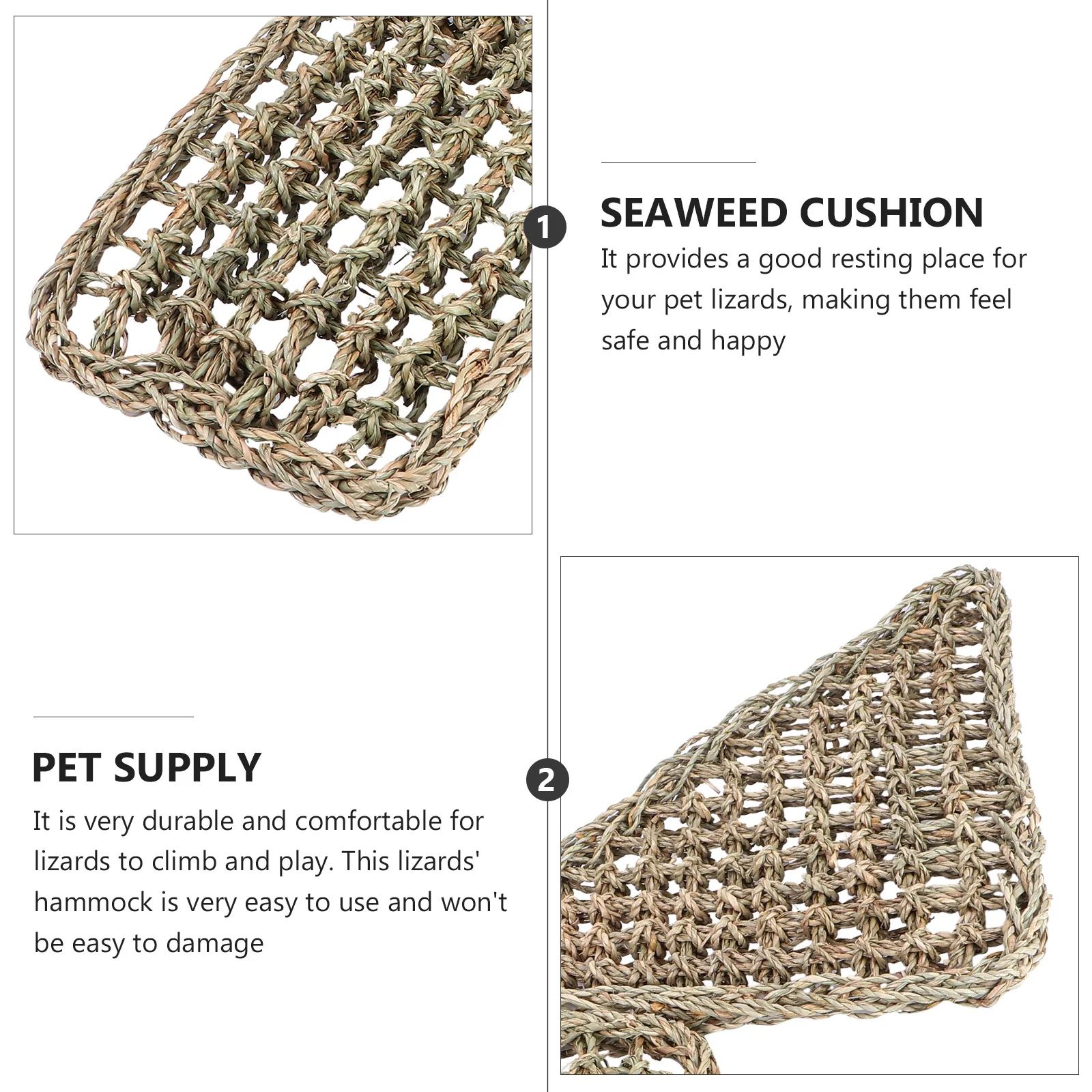 

2Pcs Lizards Nest Seaweed Cushion Durable Safe Resting Place for Reptiles Iguanas Geckos Light Brown Lizard Sleeping Bed