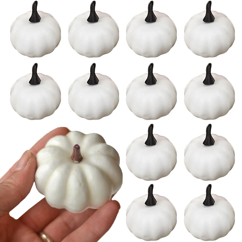 6PCS/Lot White Simulated Pumpkin DIY Materials for Harvest Thanksgiving Halloween Home Party Atmosphere Decoration Handcraft ZYF