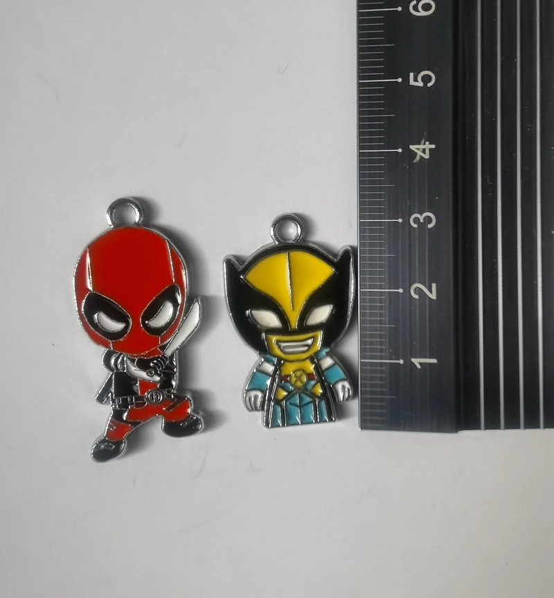 10 Pcs cartoon Deadpool & Wolverine Pendants Charms  Jewelry Making For keychians Pendants Necklaces Bracelets DIY Accessories