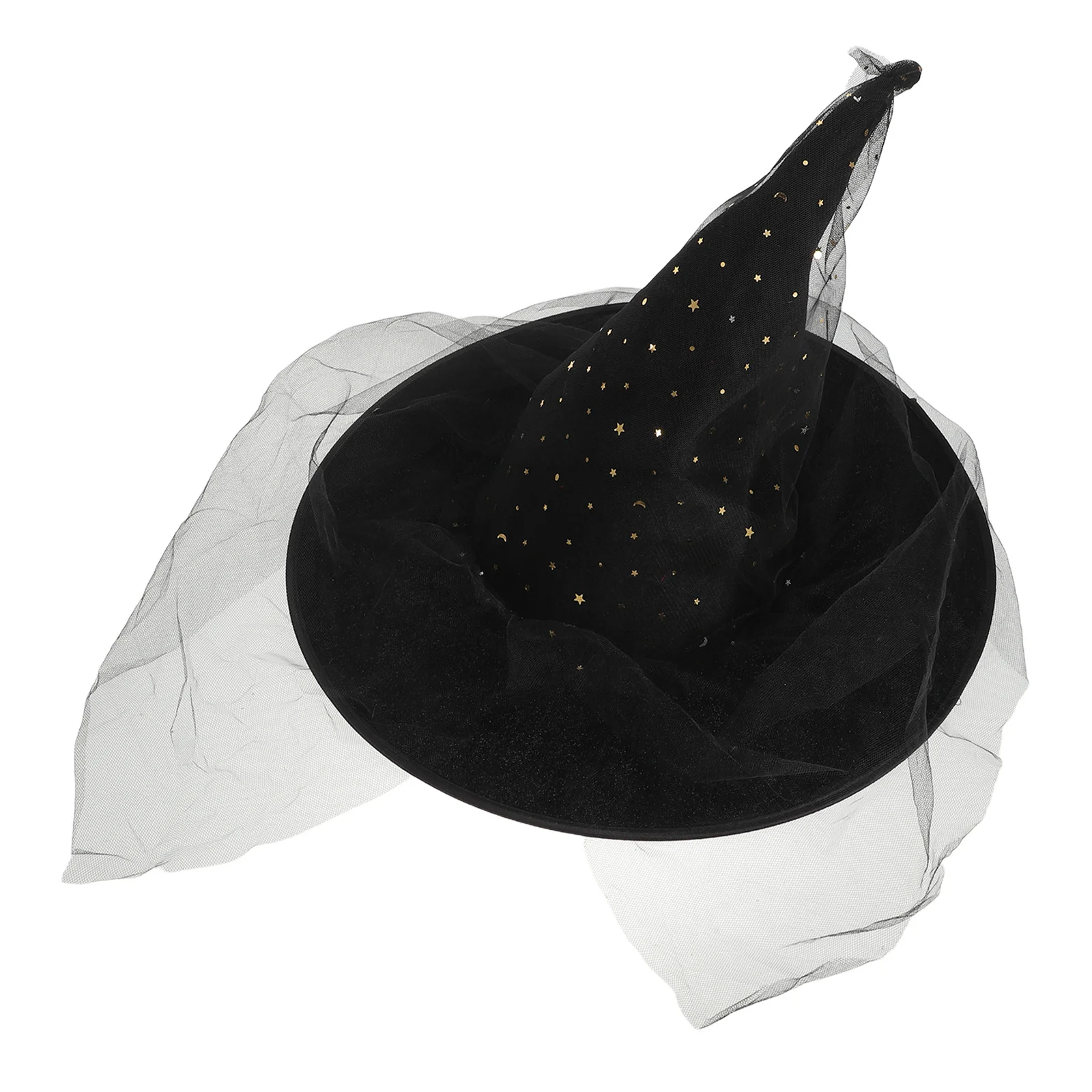 

Mesh Wizard Hat Adult Large Brim Pointed Gothic Steampunk Cosplay Headwear Halloween Witch Costume Festival Party Decor