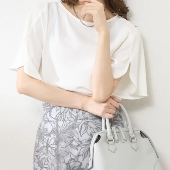 

Loose round Ne ort Sve Women's Chiffon Top Ba Button Pearl Detailing Summer Faionable Casual Office Wear