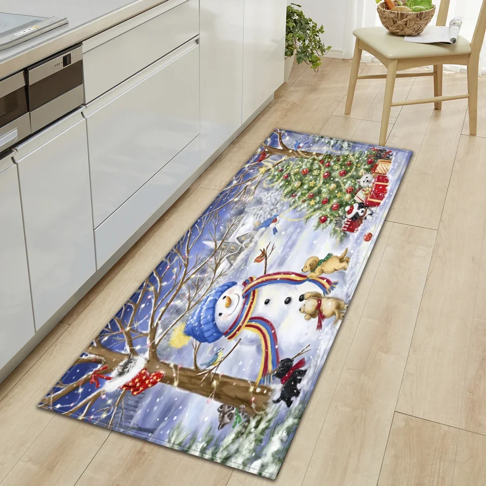 

Christmas kitchen carpet home entrance door mat bedroom living corridor decoration bath non-slip floor mats