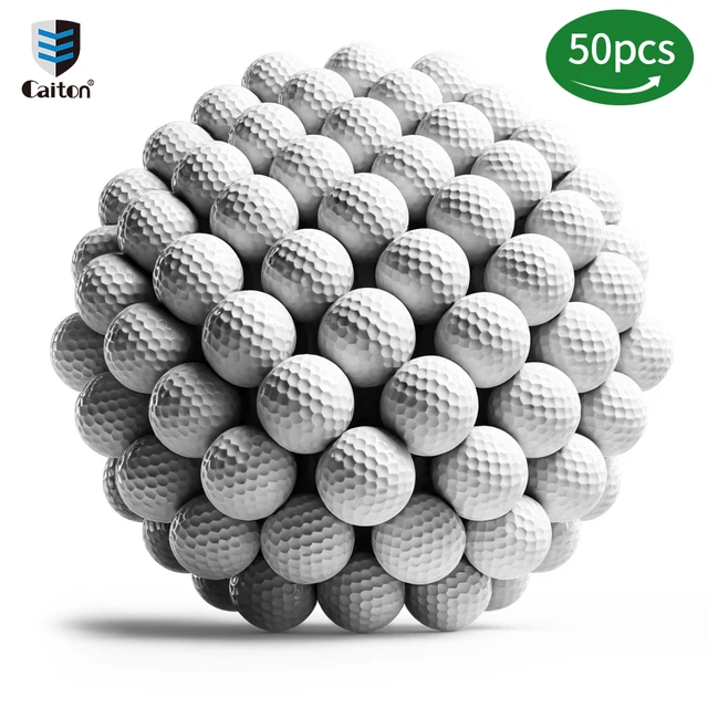 Piłki golfowe Caiton 50 sztuk, 3-warstwowe, 332 wgłębienia, maksymalna odległość, kontrola rotacji, wytrzymałe, precyzyjne piłki treningowe dla mężczyzn i kobiet, do użytku na zewnątrz.