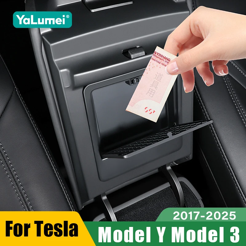 Per Tesla Modello 3 Y 2017 - 2021 2022 2023 2024 2025 Car Center Console Bracciolo Scatola di Immagazzinaggio Nascosta Vassoio Accessori