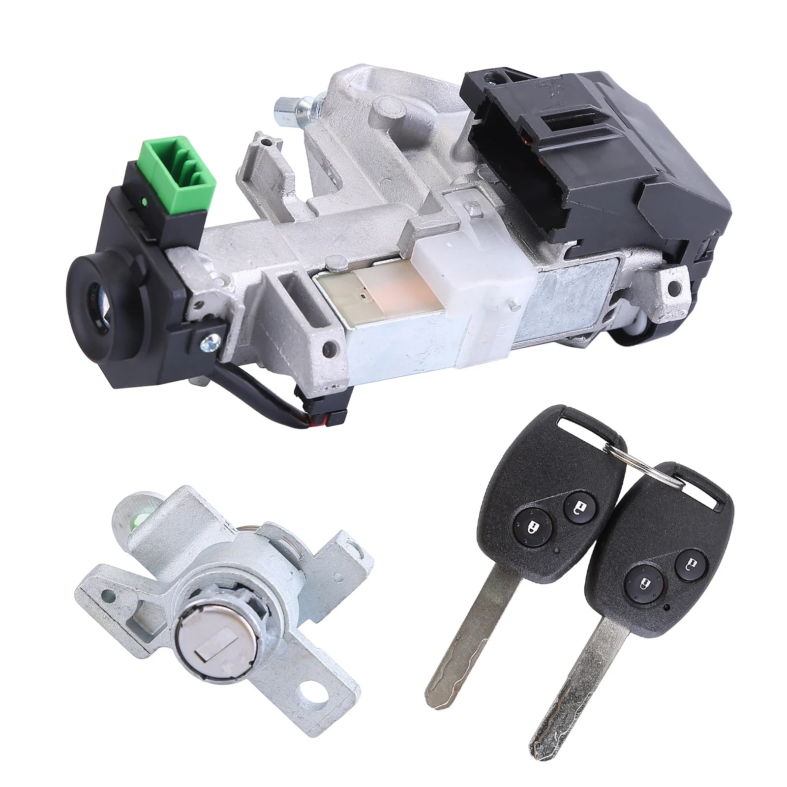 Iron Made Ignition Lock Barrel & Switch Assembly, Left & Right Lock Cylinder Complete Kit, OE#72185-SHJ-A01 06351-SCV-C10, Repla