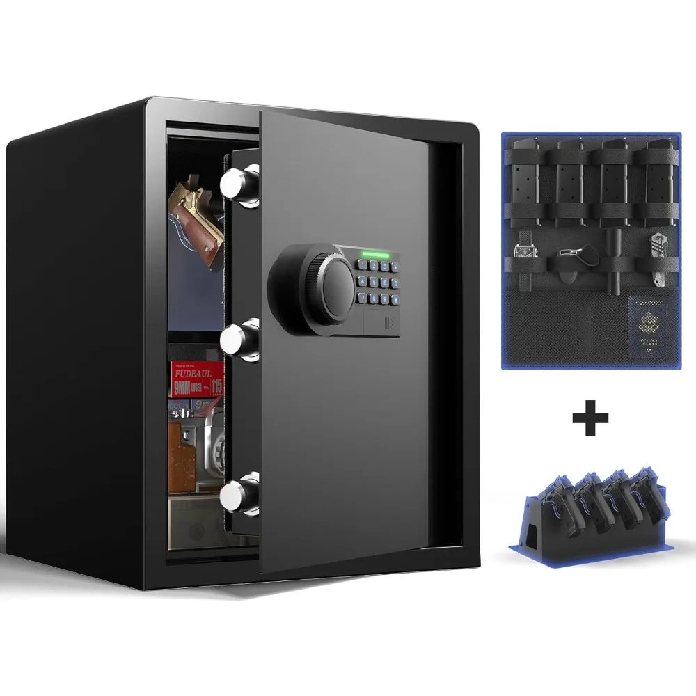 Gun Safe for Handgun - (1.72 cu. ft.) Include 【Door Organizer and Gun Rack】 Silent Mode, Backlit Keypad, and LED Light Safe Box