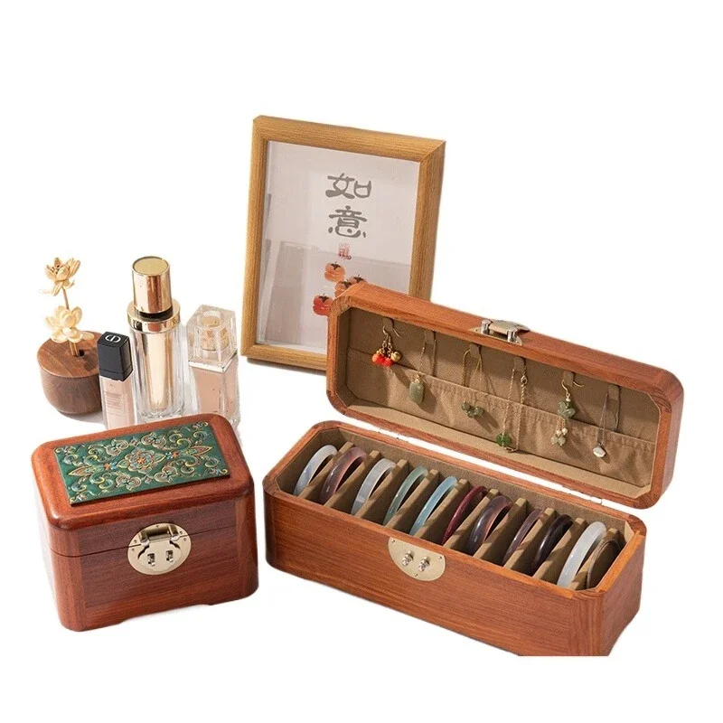 Joyero de madera maciza, pulsera de palisandro, caja especial de almacenamiento de pulsera de jade multiposición, exquisita de gran capacidad de alta gama