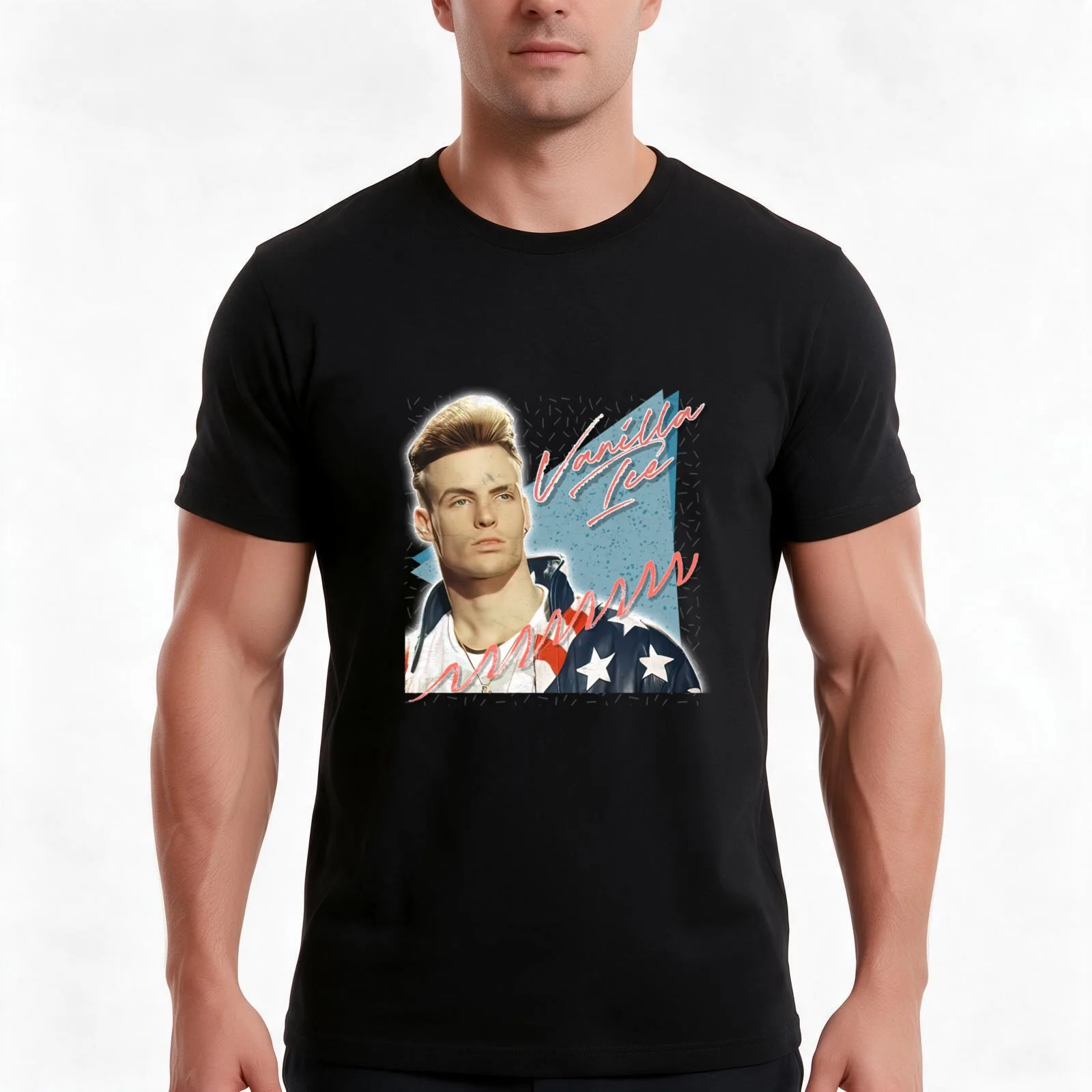 Vanilla Ice T-Shirt, Summer Casual Cotton Tee, Oversized Streetwear Tops, Vintage Graphic Print, Loose Fit Short Sleeve