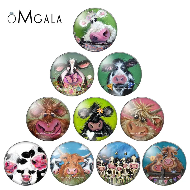 

Lovely Cow Bull Cattle Art Paintings 8mm/10mm12mm/18mm/20mm/25mm Round photo glass cabochon demo flat back Making findings