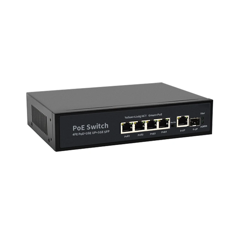 Wanglink Internal Power supply PoE network switch SF411P SFP 4 10/100mbps 1 10/100/1000mbps uplink 1 SFP uplink RJ45 PoE Switch