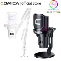 COMICA Ejoy UNI Micrófono para juegos USB con cable con cancelación de ruido/RGB para PC Smartphone, micrófono condensador para transmisión de podcasting