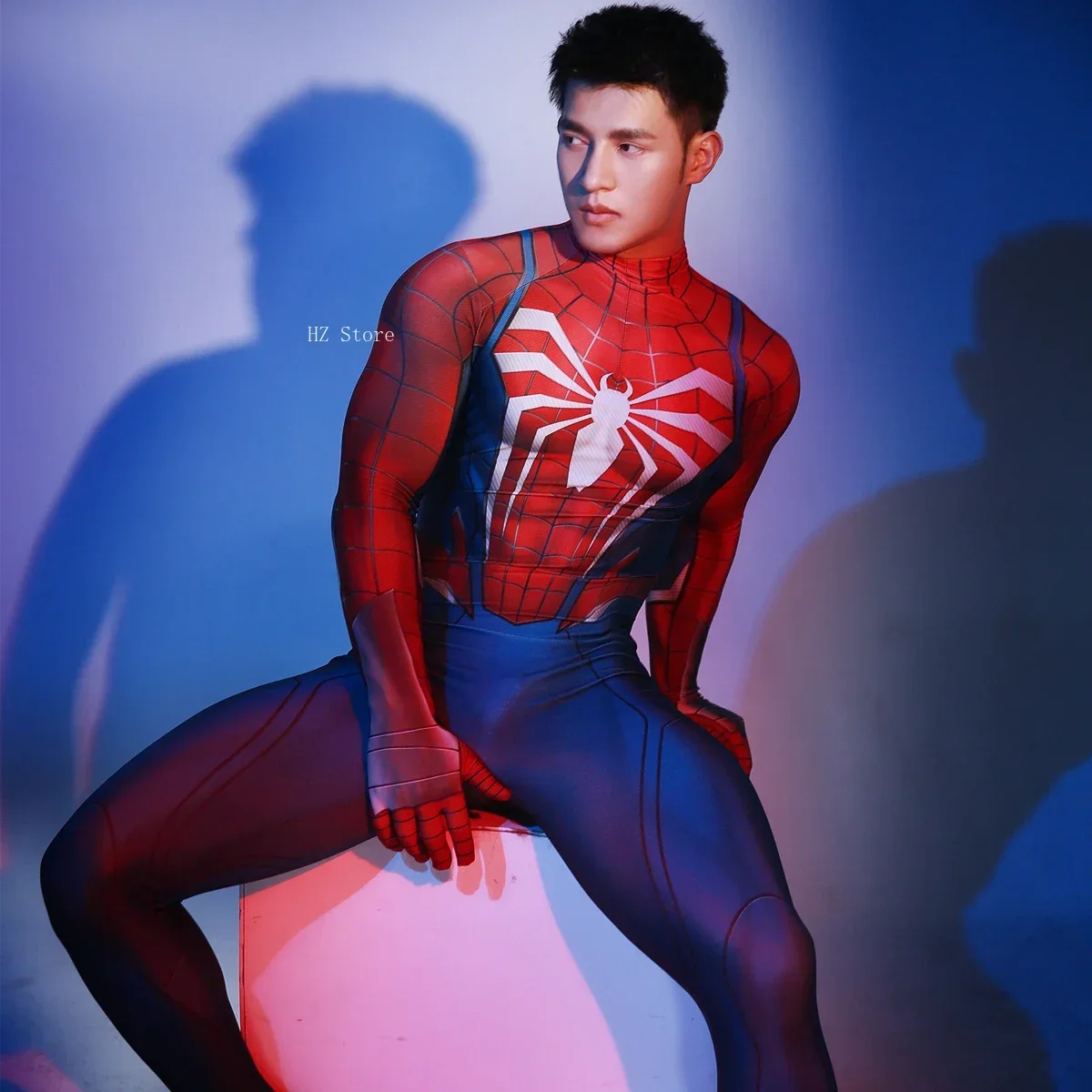 

Marvel Spider-Man PS52 Peter Parker Bodysuit with Detachable Mask Sexy Cos Costume Clothing for Men's Man Birthday Gift J21030BA