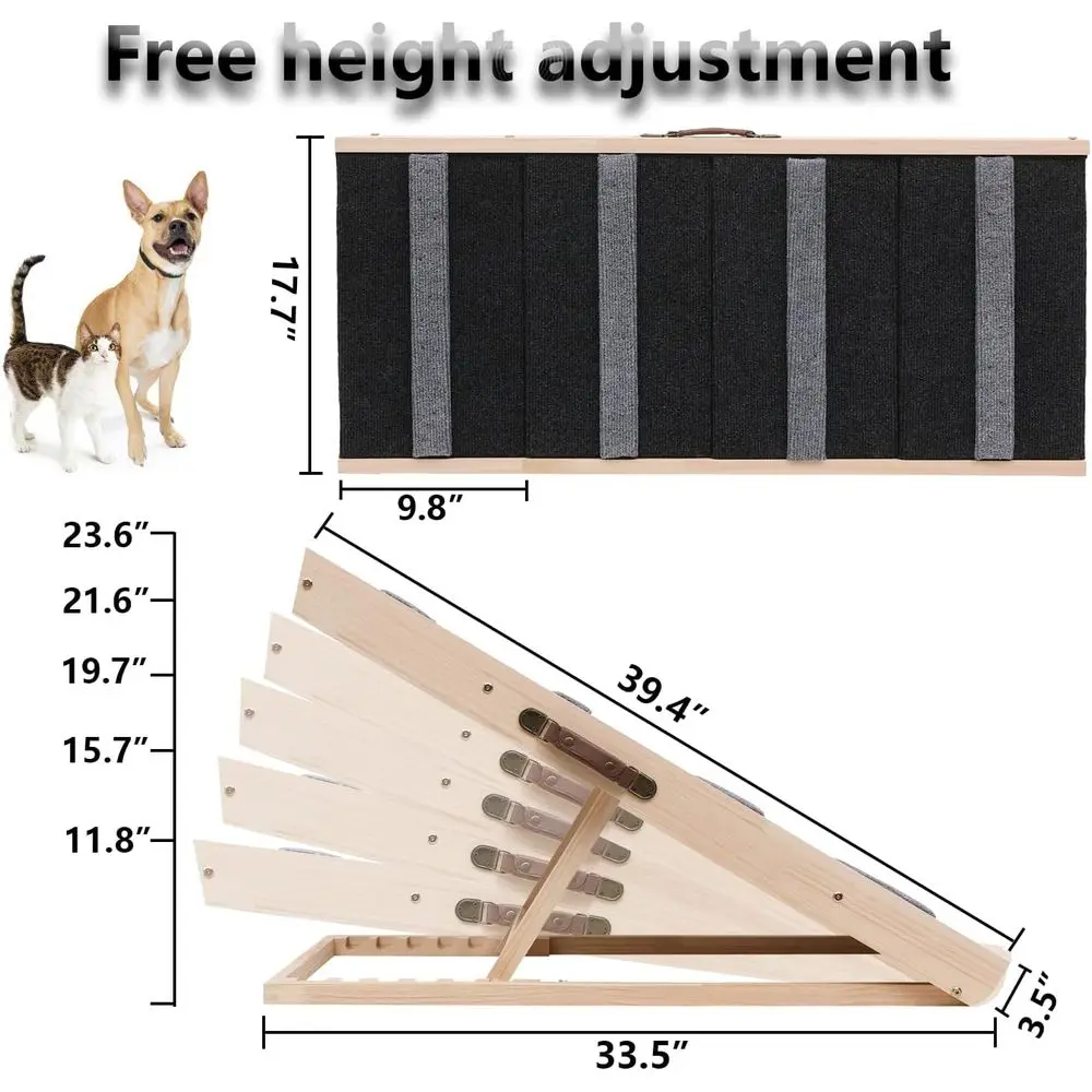 Adjustable Height Pet Stairs for Dogs and Cats, Portable, Non-Slip, 11.8-23.6, Ideal for Beds, Couches, and Cars