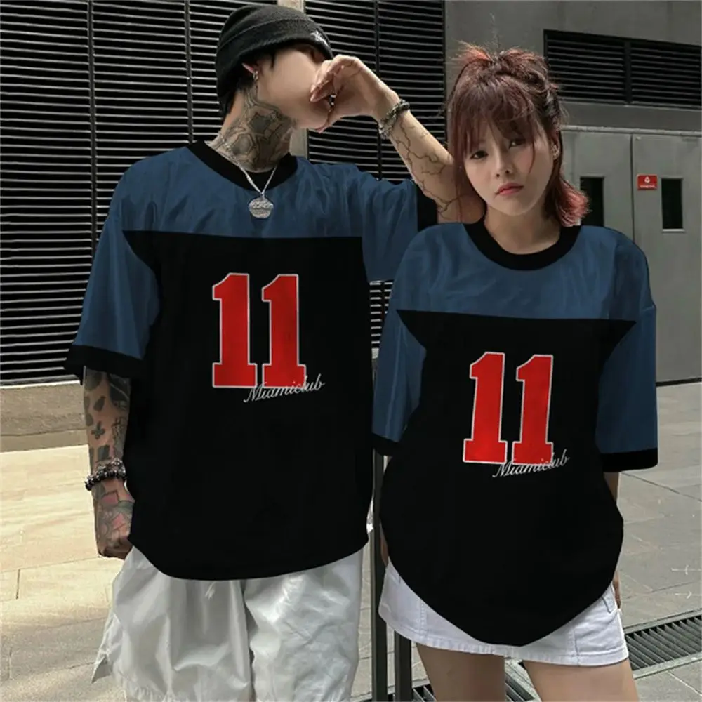 

Number Letter Printed Jersey T-Shirt Fan Culture Shirt Men's T-Shirt Street Short Sleeved High Street Hip Hop Oversize T Shirt