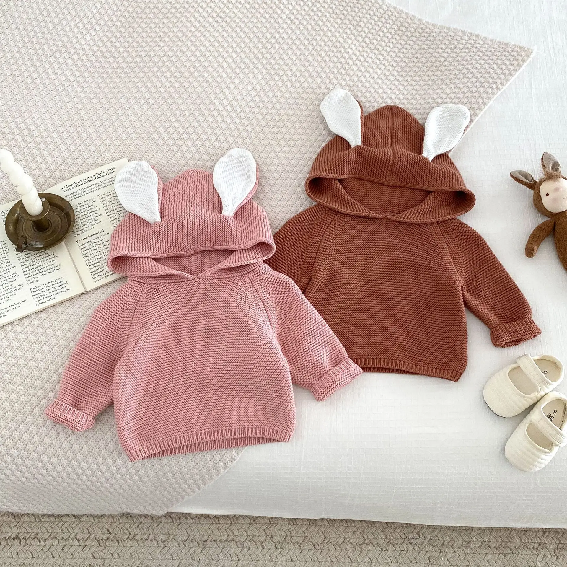 Autumn Newborn Infant Baby Girls Boy Sweater hoodie Rabbit ears Cute knitwear  Fashion Baby Clothing