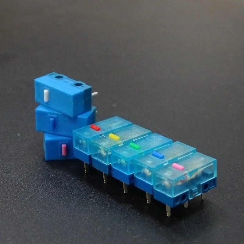 12Pcs/lot HUANO Blue‑Housing Micro Switch, Transparent Pink Dot / White Dot / Blue Dot, Mouse Button Replacement Parts
