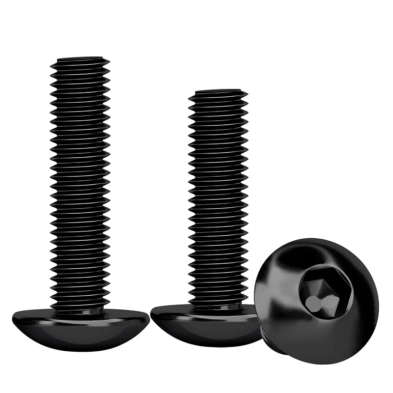 برغي سداسي برأس مظلة من الفولاذ المقاوم للصدأ 304 باللون الأسود، برغي برأس مسطح، مسمار برأس مستدير برأس فطر M2-M8 #3