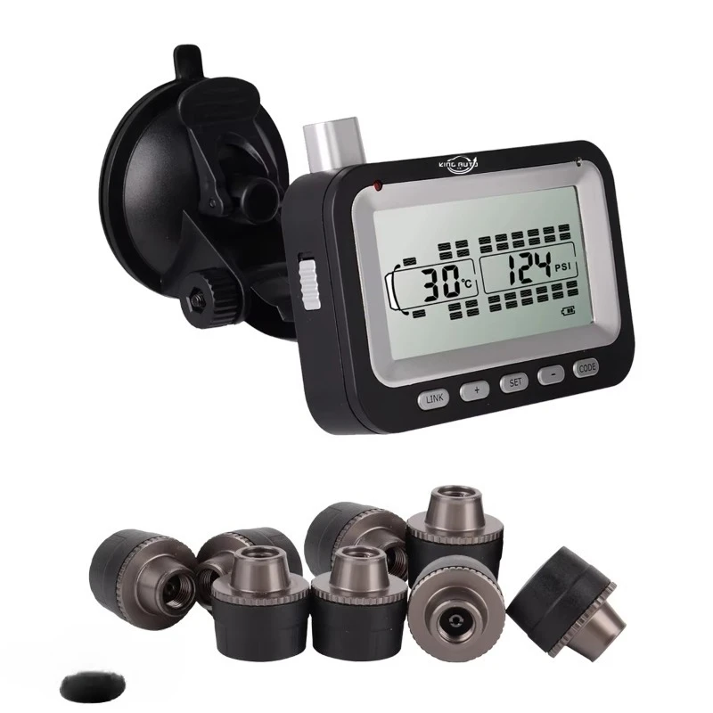 Kingauto KTD3000 Twelve 12-Digit Digital Tire Pressure Monitoring System Sensors 12-36V High/Low Pressure Alarms 34 Tires