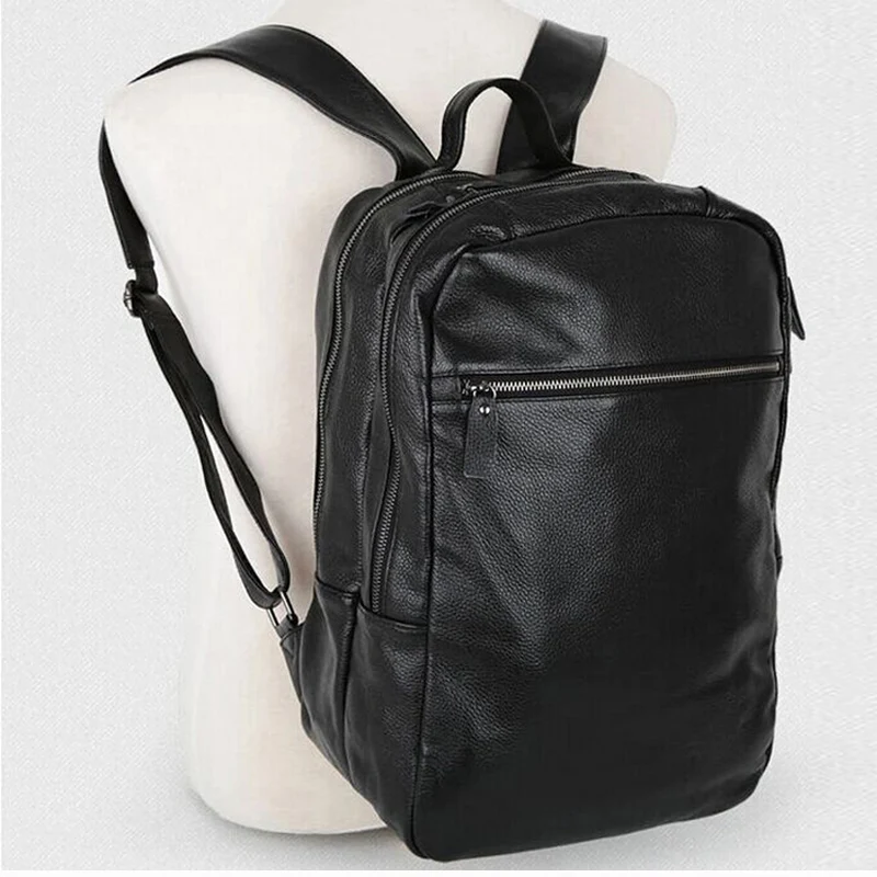Fashion Simple Style Backpack For Men Genuine Leather Large Capacity Travel Rucksack Laptop Backpack  Male Hiking Bagpack M033