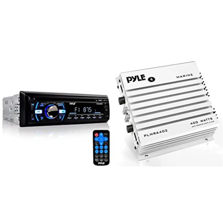

Boat Bluetooth Marine Stereo Receiver-Marine Head Unit Din Single Stereo Speaker Receiver-CD Player/MP3/USB/AUX/AM FM Radio-PLC