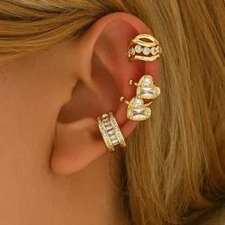3Pc Ear Cuff Earrings Non-Piercing Double Layer Cuff Ear Clip Earring for Women Fake Cartilage Simple Y2K Jewelry 2024 New