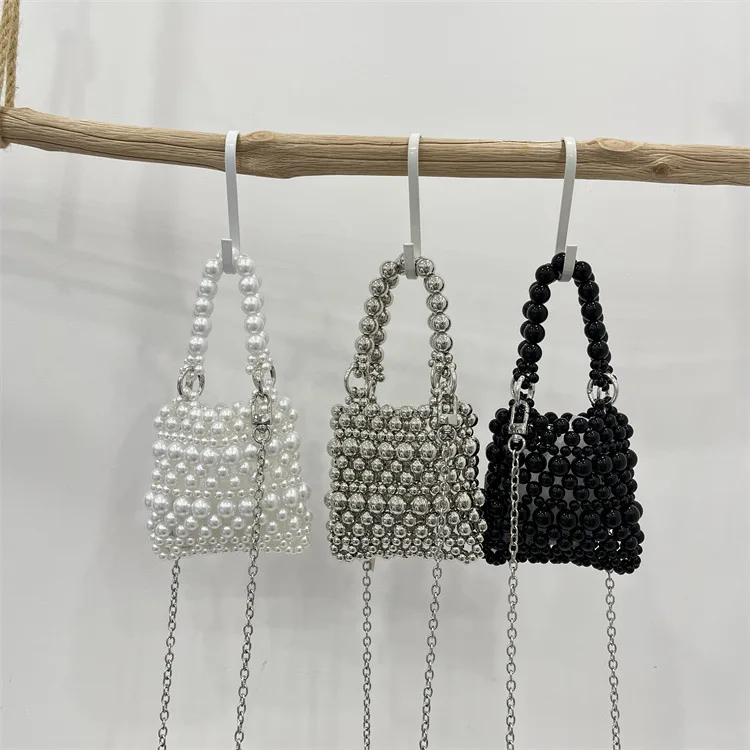 2024 Luxury Brand Pearl Bag Handmade Personalized Single Shoulder Crossbody Chain Stylish Small Square Bag