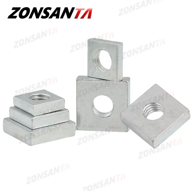 M2.5 M3 M3.5 M4 M5 M6 M8 Carbon Steel Galvanized Zinc Plated Thin Square Nuts Quadrangle Block Compatible With Prusa MK3 DIN562