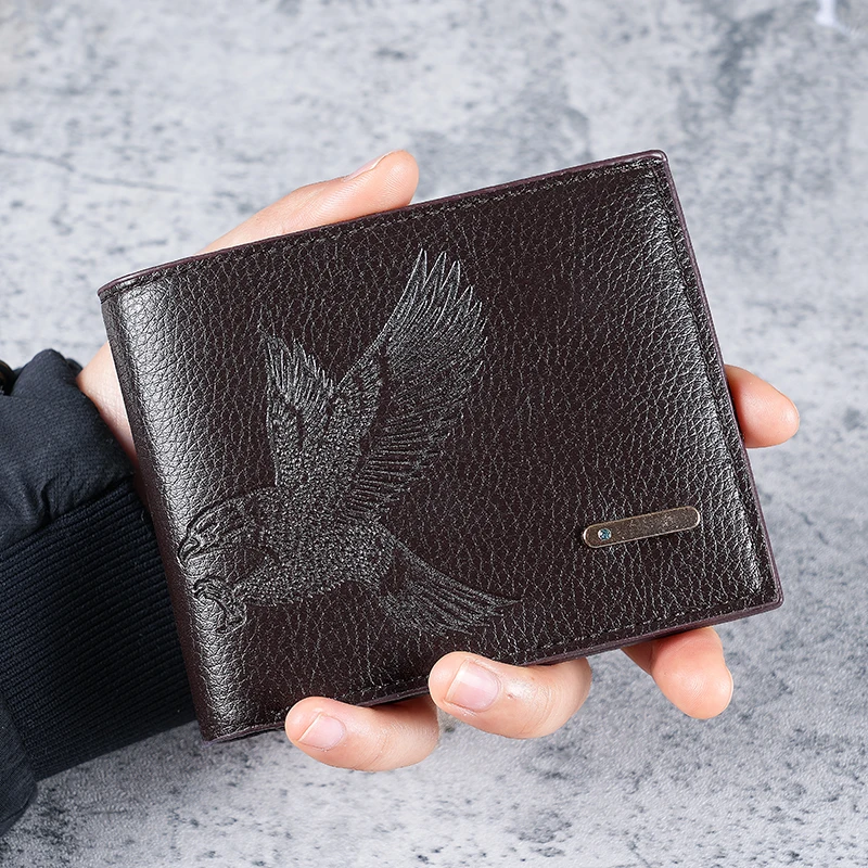 Short men's wallet thin 2024 new high-value eagle pattern student youth soft leather coin purse card package