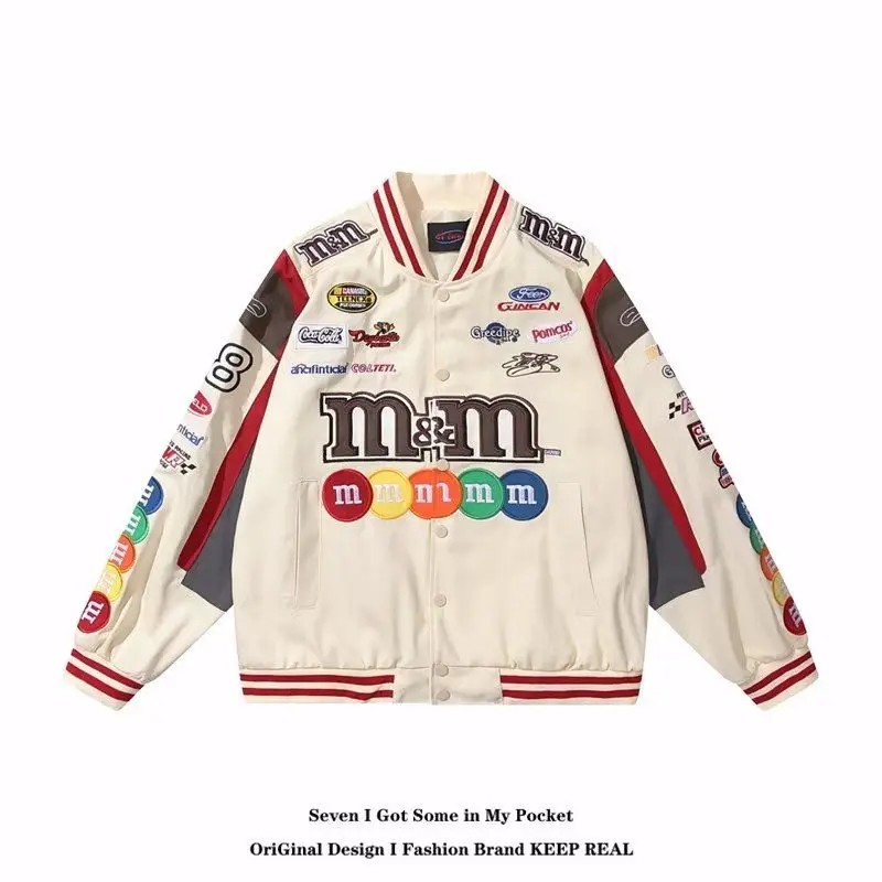 

Men's Heavyweight Embroidered Motorcycle Jaet Street Sle Color Blo Baseball Vest Hip Hop Trendy Brand Couple's Jaet