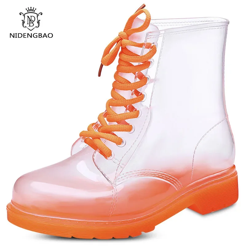 Summer Women Rain Boots Fashion Waterproof Shoes Woman Non-slip Transparent Boots Female Candy Colors Outdoor Girl\'s Shoes