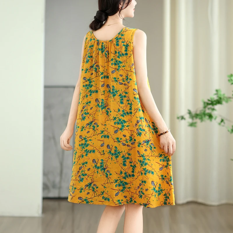 Vestido Largo Hoado de Verano con Estampado de Aodón para Mujer, Vestido Largo de Una Pieza con Cuello en V, ro e Inf...