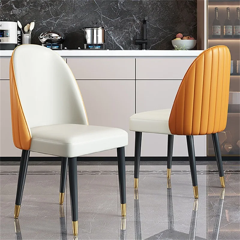 

Modern Nordic Design Soft Fabric Dining Chair Iron Art Leather Stool for Home Home Office or Warehouse Use