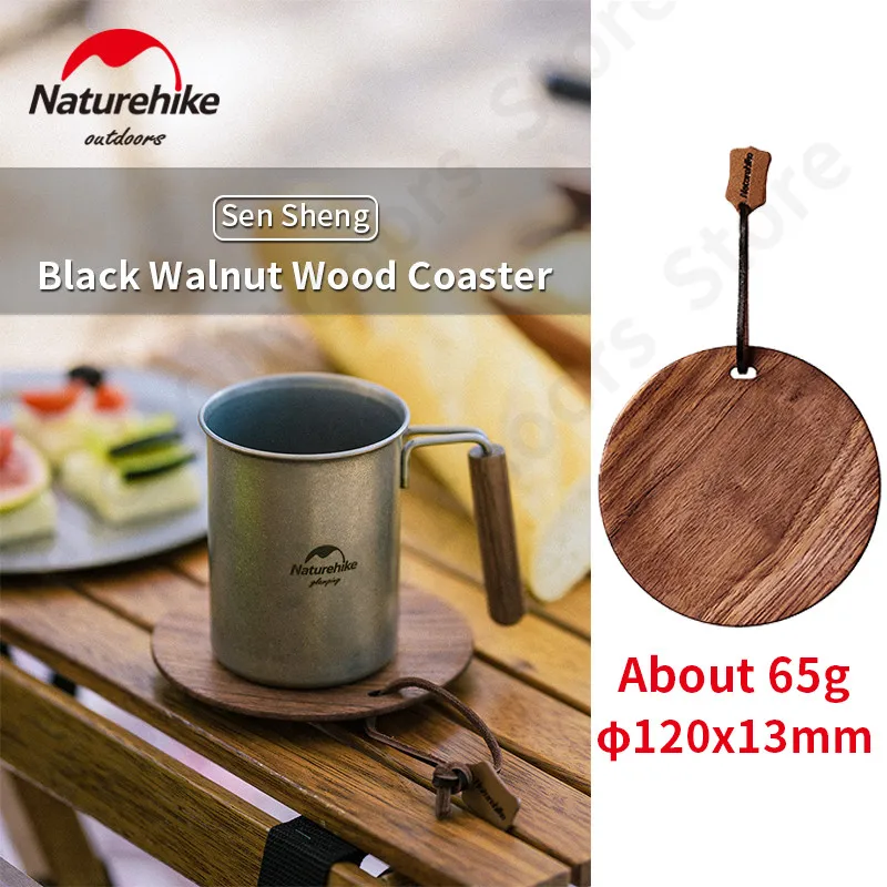 

Naturehike 65g Ultralight Black Walnut Coaster Cup Mat Camping Picnic Outdoor Travel Tableware Portable Hanging Magnetic Suction