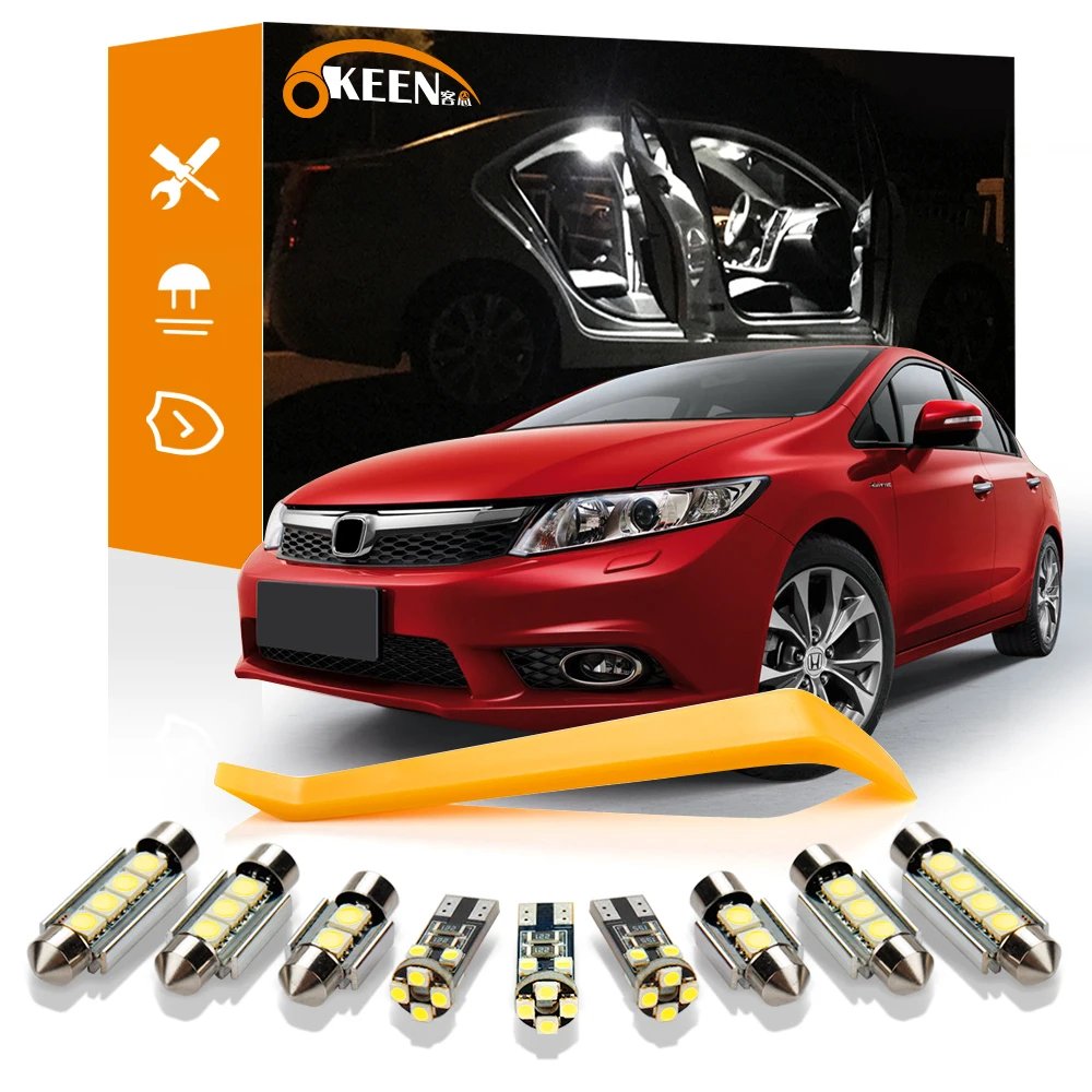 

OKEEN светодиодный Сигнальные лампы комплект для Honda Civic 2006-2012 автомобильный Canbus карта лампы Купол крыши чтения светильник лампы багажник светильник авто аксессуар