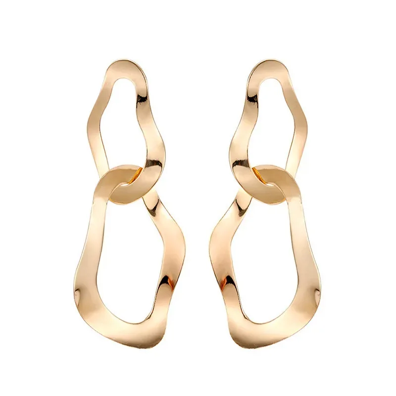 Geometry Drop Earrings for Women Uneven Personality Hollow Curved Irregular Round Pendants Dangle Earrings Rock Fashion Jewelry