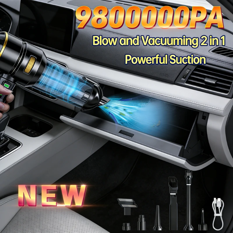 

Car Vacuum LEDlamp Cleaner Powerful Mini 98000PA Cordless Portable Vacuum Cleaner for Home Appliance Handheld Blower Car Cleaner