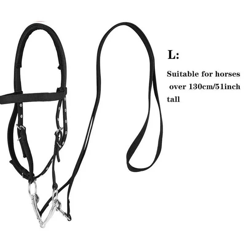 Halter de caballo con hebilla, pestillo de garganta para puente de caballo con 3 hebillas, cabestros de entrenamiento ecuestre chapados engrosados para ecuestre