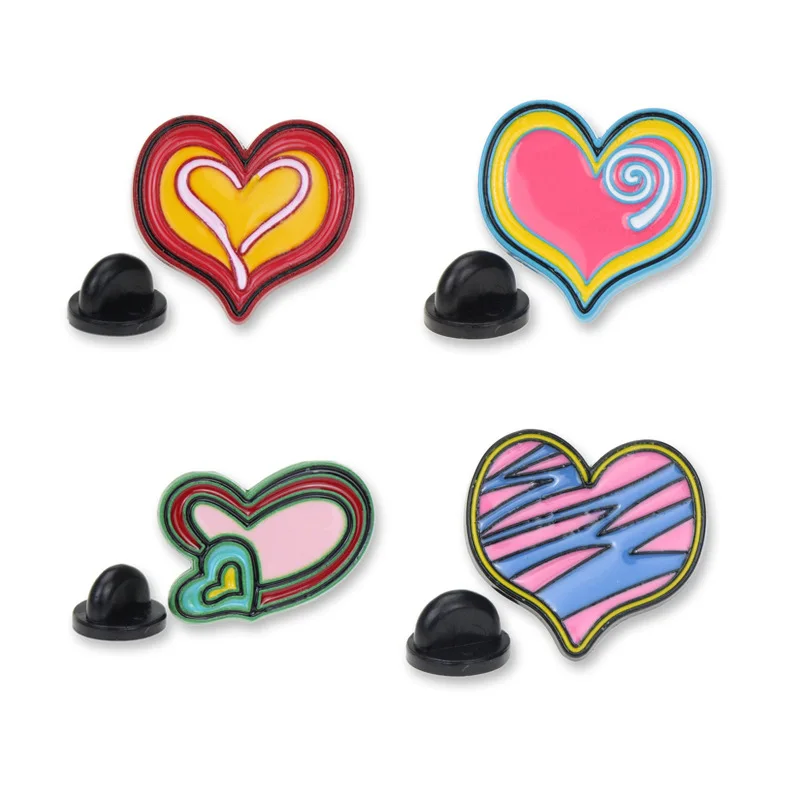 Exaggerated zinc alloy metal colorful oil filled badge, heart-shaped heart, cute chest badge, brooch wholesale