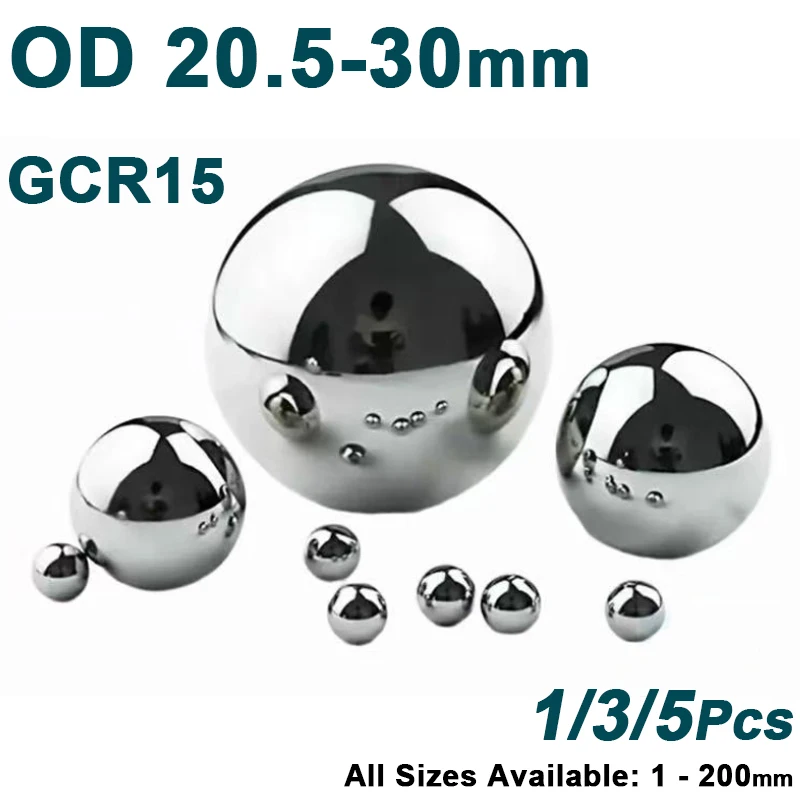 1/3/5pc High Precision GCR15 Chrome Solid Bearing Steel Ball Smooth Round Steel Beads For Machinery Bearings Equipment 20.5‑30mm