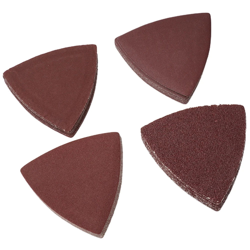 40pcs 80mm Aluminum Oxide Triangle Sandpaper Sanding Disc 60 120 180 240 Grit Fit 3-1/8 Inch Oscillating Multi Power Tool