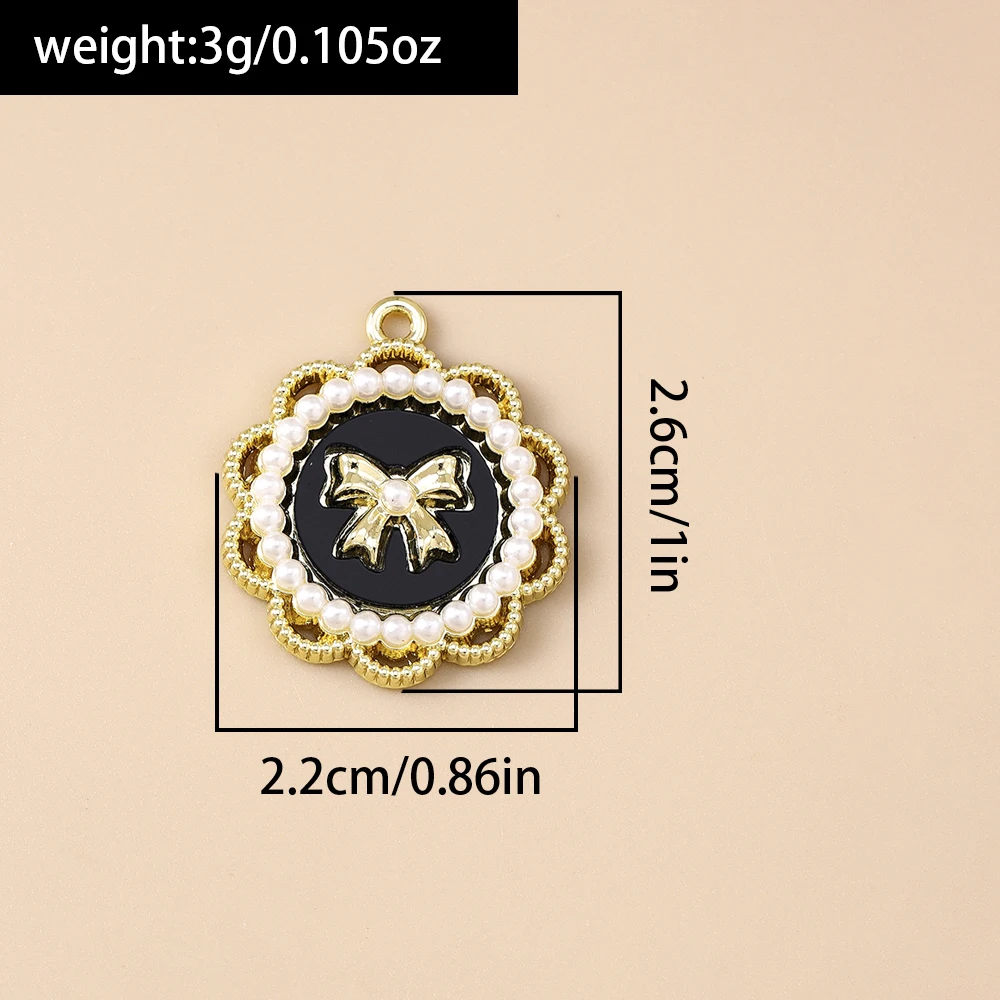 Leslie 5 Stück 22*26mm exquisite vergoldete elegante Perlen-Schleifenanhänger für Tropfenohrringe, Halsketten, Armbänder, DIY-Schmuckherstellung – Detail 1