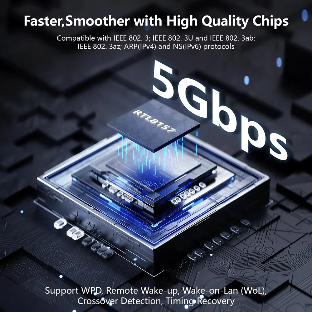 Проводная сетевая карта 1000/5000 Мбит/с USB3.0 Тип C к RJ45 Ethernet-адаптеру RJ45 Lan Gigabit Converter для ПК Macbook Windows Ноутбук