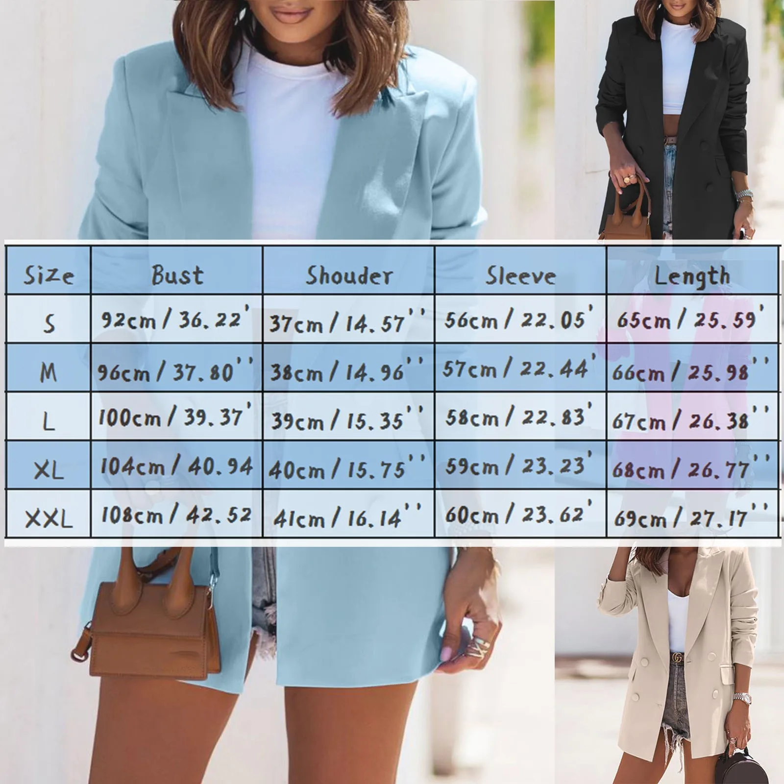 Womens Blazer Coat Slims Fit Long Sleeve Double Breasted Blazer Jackets Slim Elegant Lapel Open Front Cardigan Blazer Outerwear