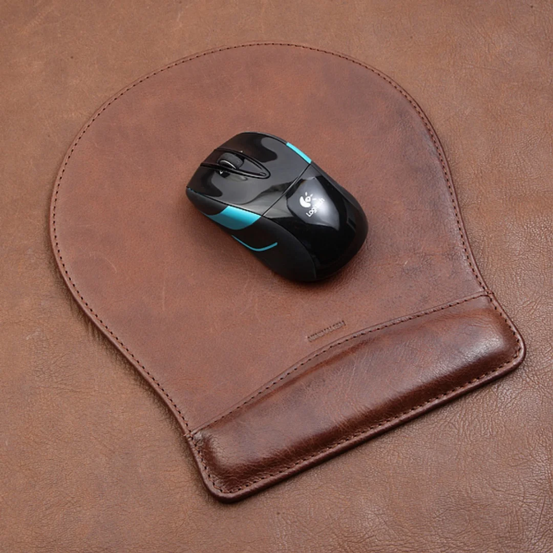 

Коврик для мыши на запястье из натуральной кожи с верхом, офисный удобный противоскользящий толстый высококачественный деловой коврик из натуральной кожи растительного дубления