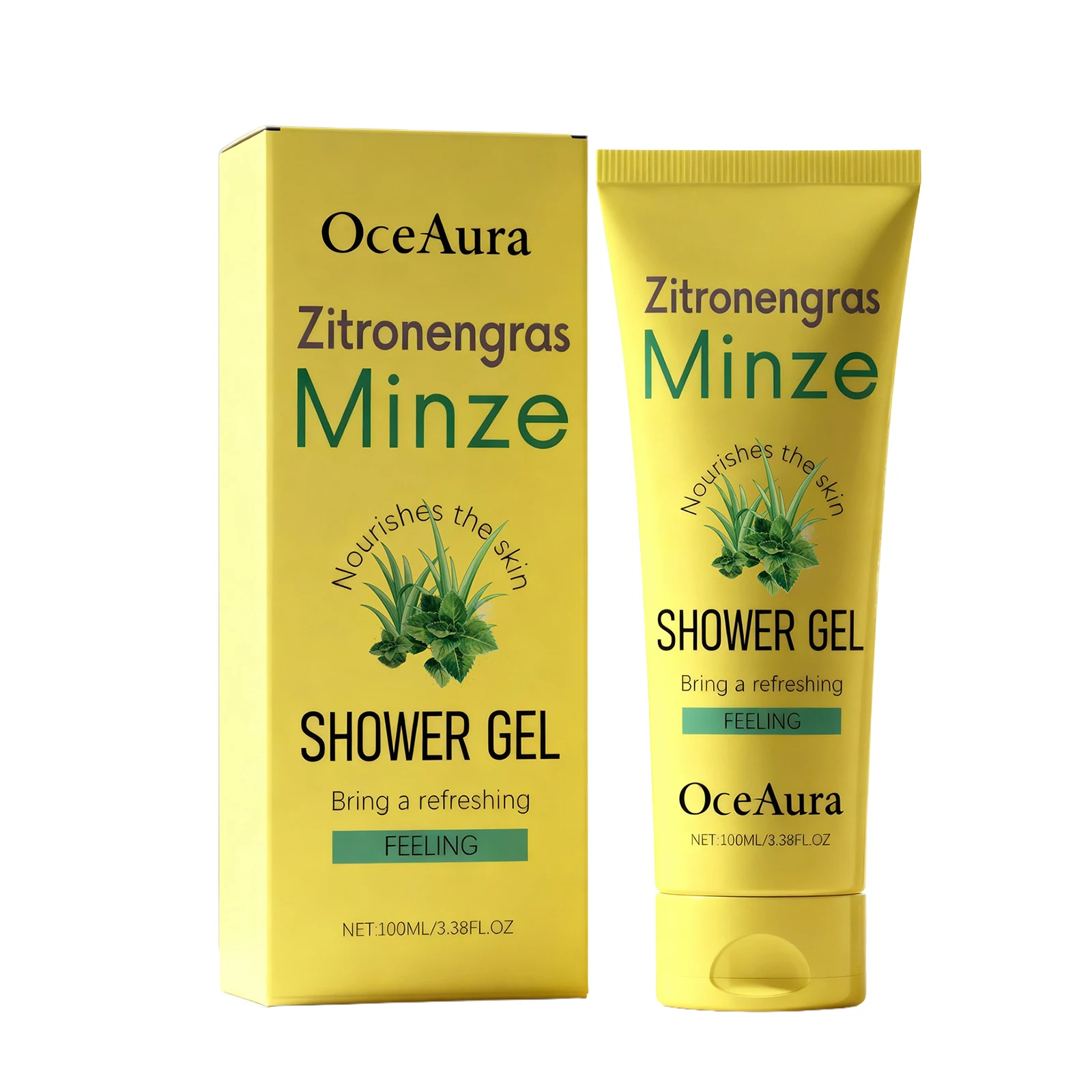 

Гель для душа OceAura Lemongrass, освежающий аромат для тела для свежести и очистки кожи, ежедневный увлажняющий уход для ванн, 100 мл.