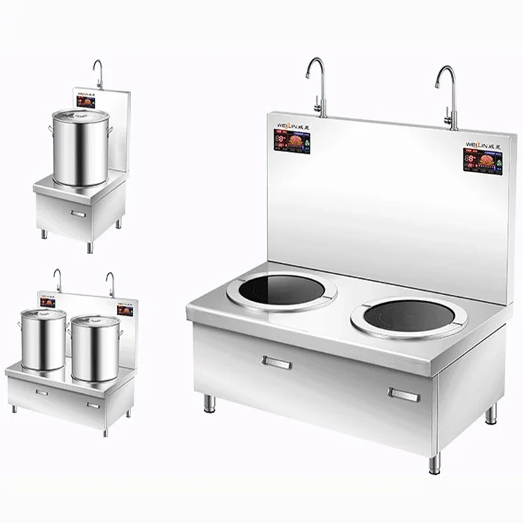 Máquina comercial de cozinhar sopa, aço inoxidável 304, fogão de indução com motor essencial, preço baixo