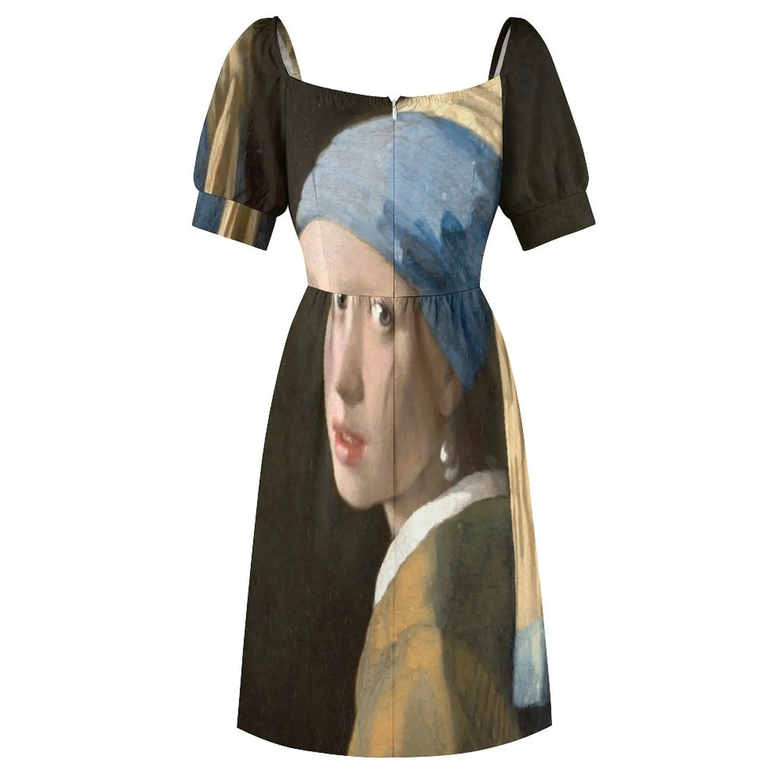 Girl with a Pearl Earring by Johannes Vermeer Short-Sleeved Dress womans clothing Women's clothing women's evening dress 2025