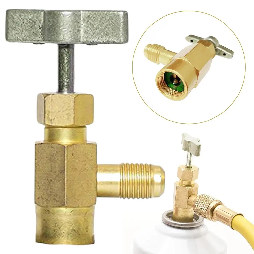 Bottle Opener Adapter 1/4 Thread Adapter R-134a Refrigerant Can Dispensing Bottle Tap Opener Valve 60*35mm Car Air Conditioner